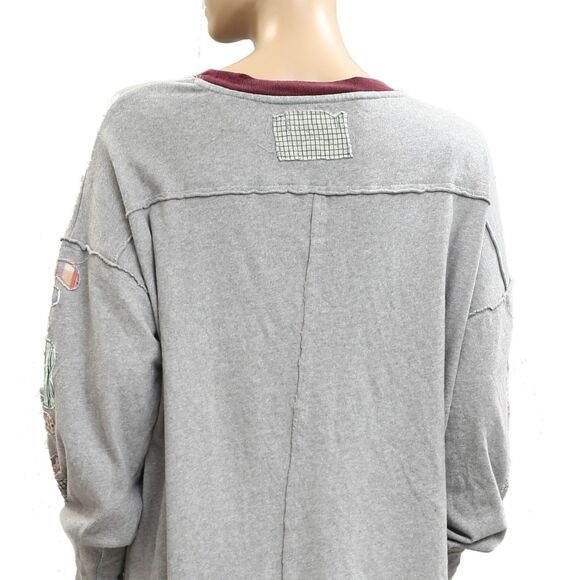 Free People We The Free Tee Tunic Top Floral Patch Cotton Pullover S New 283044 - Picture 7 of 8